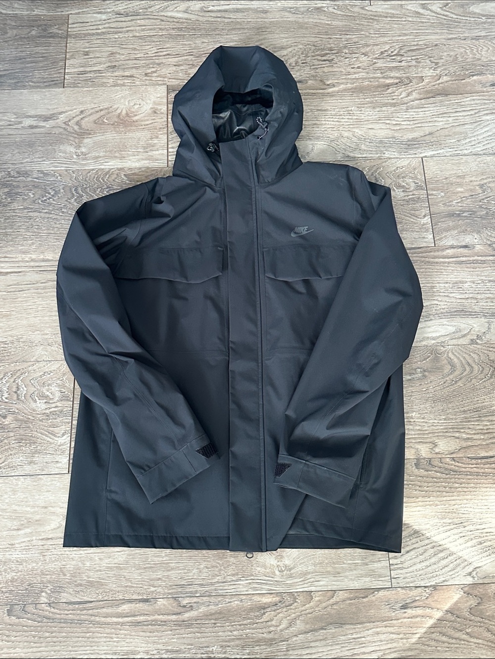 Nike Black Hooded Rain Jacket with Subtle Logo